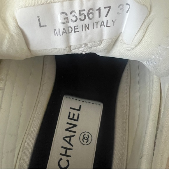 Chanel Fabric and Suede CC Sneakers in Black and White - Picture 10 of 12